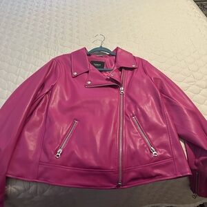 Torrid Pink Leather Jacket Vibrant Faux Leather Satin Lining